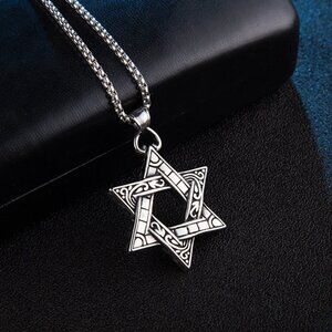 Hollow Retro Trendy Star Necklace for Men, BL55590002